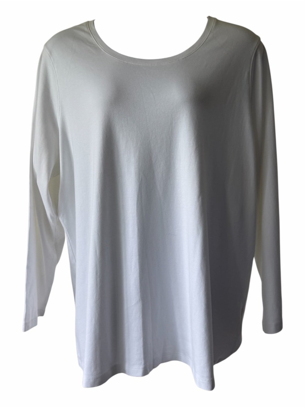 CJ Banks Everyday Fit Pullover Cotton Knit Top Sz 3X White Long Sleeve Pristine